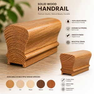Rampe d'escalier en bois massif, design traditionnel, fixation murale, chêne rouge disponible, installation facile - Product Image 1