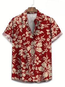 Chemise pour homme à imprimé floral, col rabattu, manches courtes, tricotée, décontractée, été, golf, mode, boutonnée, tee-shirt 140g - Product Image 5