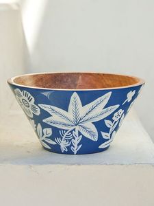 Tazón de Madera Ecológico para Servir, Redondo, con Diseño Floral Esmaltado, Ideal para Fiestas y Uso Doméstico, para Pasta y Postres - Product Image 3