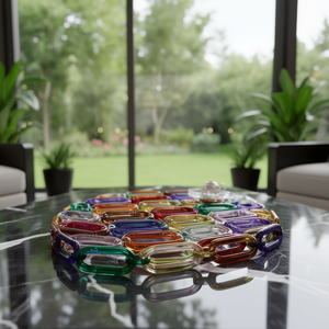 Mesa de Centro Moderna de Lujo Premium, Decoración Hecha a Mano, Escultura Artística de Acrílico con Eslabones de Cadena, Estilo de Diseño Geométrico Abstracto - Product Image 3