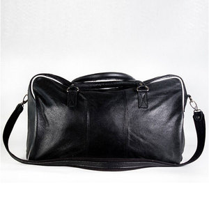 Large Capacity Genuine <b>Leather</b> Duffle <b>Bag</b> Solid Color Zipper Closure Casual Gym Fitness <b>Bag</b> <b>Soft</b> Handle Adjustable Strap - Product Image 5