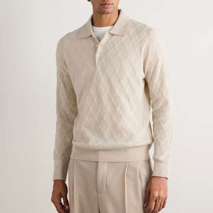 Camisa Polo de Manga Larga para Hombre, Diseño de Cuello en Contraste, Corte Ajustado Informal, Mezcla de Algodón Suave, Prendas de Otoño e Invierno, Ropa Masculina de Moda, Nueva - Product Image 3