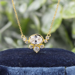 Collier pendentif ovale en moissanite plaqué argent 925, design floral, serti griffe, chaîne à maillons, unisexe, classique, certifié GRA - Product Image 4