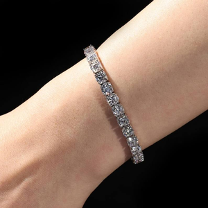 Pulsera de tenis de plata con moissanita, pulsera de eslabones cuadrados brillantes, joyería fina de lujo para mujer, elegante regalo llamativo - Product Image 4