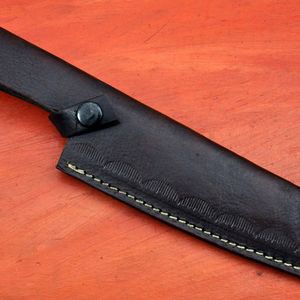 Couteau de chasse à lame fixe, motif Damas, fait main, pour le camping en plein air, la survie, le bushcraft et les travaux de coupe, avec étui en cuir. - Product Image 6