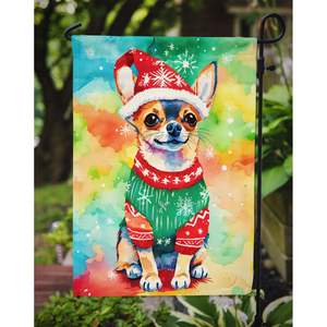 Bandera de jardín de Navidad Chihuahua multicolor, buzón decorativo y cartel de Patio para patio y césped, ilustraciones para macizos de flores - Product Image 3