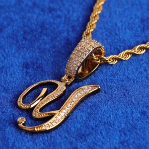 Custom Alphabet Letter <b>Pendant</b> Cursive <b>Initial</b> Letter Charms 925 <b>Silver</b> Gold Plated <b>Pendant</b> Dainty Diamond Letter Charm For Gift - Product Image 1