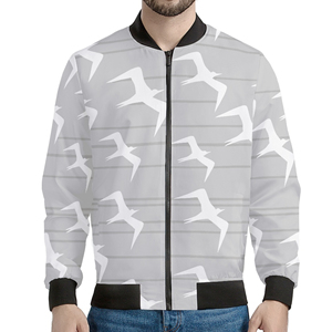 Chaqueta Bomber Ligera y Ecológica de Poliéster 100% con Estampado de Aves Marinas Hawaianas de las Islas Polinesias para Hombre, Personalizable con Logotipo - Product Image 4