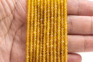 Perles de jade jaune, pierres précieuses, brin complet, facettées, rondelles, perles en vrac, vente en gros, fournitures pour la fabrication de bijoux - Product Image 4