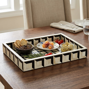 Premium Bone Inlay Decorative Serving <b>Tray</b> | Handcrafted Luxury Ottoman Breakfast <b>Tray</b> for Coffee Tea Snacks Home Decor Elegant - Product Image 4