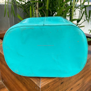 New Arrival Hand Tooled Leather Stylish Makeup Cosmetic Storage Box Makeup Box ,Turquoise Color Vanity Bathroom Organizer Box - Product Image 5