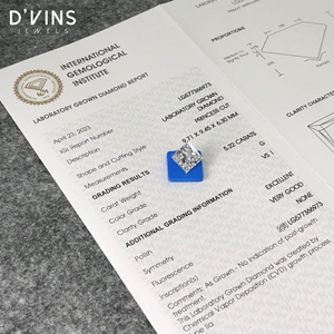 D'vins 5.0CT เพชรสังเคราะห์สีขาวใส VS1 g Princess CUT CVD สำหรับทำเครื่องประดับ - Product Image 4