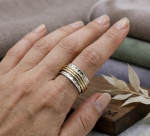 Hot Selling Handmade High Quality 925 Silver Two Tone <b>Spinner</b> Hammered Meditation Thumb Band <b>Ring</b> Fine Jewelry Wholesaler - Product Image 6