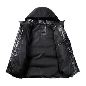Vestes matelassées pour hommes en promotion, fermeture éclair, rouge et bleu marine, col montant, imperméables, chaudes pour l'hiver - Product Image 3
