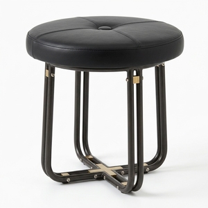 Taburete Moderno, Portátil, Ligero y Compacto de Acero Inoxidable con Tapicería de Cuero, Acabado Duradero, Decoración Minimalista para Apartamentos - Product Image 1