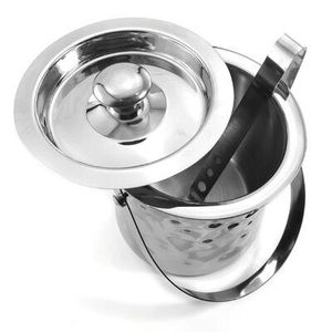 Cubo de hielo de metal estilo acero inoxidable premium para enfriar vino, champán y cerveza, perfecto para el hogar, la cocina y el bar. - Product Image 1