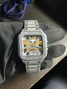 <b>Square</b> Mechanical Analog High Quality Stainless Steel <b>Men's</b> <b>Watch</b> Crystal Bracelet Rhinestone Strap Luxury Jewelry 3BAR Water - Product Image 1