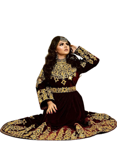 Vestido Afgano de Lujo para Niñas en Algodón, Seda y Chifón con Intrincado Diseño Floral Hecho a Mano para Bodas y Ocasiones Festivas, Todas las Tallas - Product Image 1