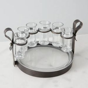 Shot <b>glasses</b> metal shot stand <b>tequila</b> party accessories liquor serving tray cocktail serving set farmhouse bar decor vintage - Product Image 4
