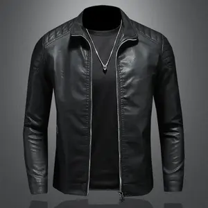 Veste en cuir véritable pour homme, style motard, vêtement d'extérieur tendance, logo personnalisé, fabricant OEM ODM - Product Image 3