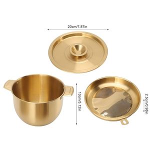 Casserole ronde dorée avec couvercle en acier inoxydable, design en métal poli durable, style moderne et luxueux pour gaz - Product Image 2