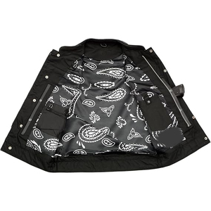 Samroz Sports <b>Men's</b> Black Premium Leather Motorcycle Biker Rider <b>Vest</b> w/<b>White</b> Stitching and Paisley Liner - Product Image 2