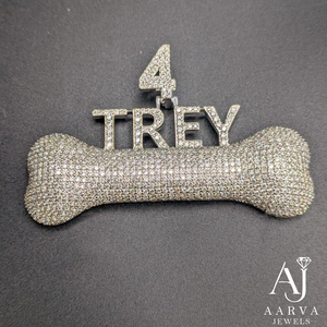 Custom Bone Moissanite Pendant 925 Sterling Silver Iced Out Micro Pave Charm for Pet <b>Memorial</b> Jewelry - Product Image 3