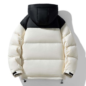 2025 Winter Custom Men Stand Collar Windbreaker Ripstop Hooded Padded Quilted Puffer Down <b>Jacket</b> Canvas Fabric - Product Image 1