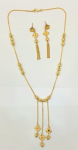 Juego de Cadenas y Aretes Casuales Simples de Latón Chapado en Oro de 24k para Bodas, Fiestas, Compromisos o Aniversarios, Excelente Idea de Regalo - Product Image 2