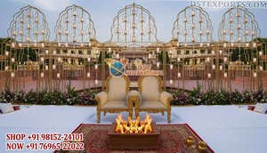 ฉากหลังงานเลี้ยงรับรองสไตล์อิมพีเรียลแบบตัดด้วยเลเซอร์ ผลิตตามสั่ง แผงตัดด้วยเลเซอร์สไตล์เมห์รับ โครงโลหะสีทองทันสมัยแบบตัดด้วยเลเซอร์ จากสหราชอาณาจักร - Product Image 3