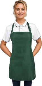 Delantal de algodón verde con bolsillos, cierre con lazo de tela tejida, para uniforme de camareros de restaurante y bar, para mujer - Product Image 2