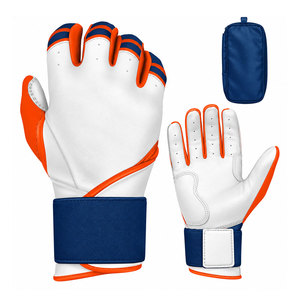 Guantes de Bateo Deportivos Tombola de Tela No Tejida, Blancos, Naranjas y Azules, con Soporte para Muñeca, Cierre de Gancho y Bucle, Duraderos, Unisex, Tallas XL y XXL - Product Image 1