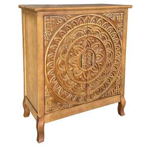Armoire de rangement en bois sculptée à la main avec motif mandala - Product Image 1