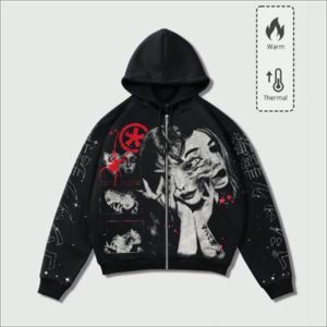 En gros, Sweat à capuche zippé personnalisé en coton épais délavé à l'acide, brodé, et Pantalon de survêtement coupe évasée, style streetwear, automne, coupe oversize, marque privée - Product Image 2