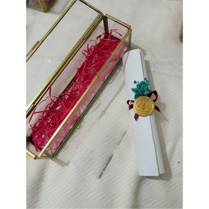 Luxury Brass Frame Glass Scroll <b>Box</b> Marriage Invitation <b>Box</b> Certificate Holder Decorative Wedding Favors Gift <b>Box</b> Keepsake Case - Product Image 1