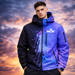 Veste thermochromique à changement de couleur personnalisé, streetwear réactif à la chaleur, coupe-vent zippé imperméable pour hommes, fournisseur OEM - Product Image 3