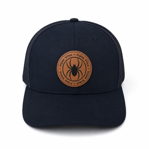 Gorra Trucker Personalizada al por Mayor con Parche de Cuero, Azul Marino de Moda, Gorra de Malla de 5 Paneles con Visera Curva, Alta Calidad para Exteriores - Product Image 2