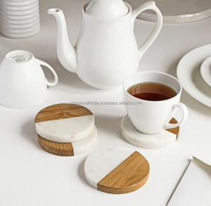 Luxury Premium Eco-Friendly <b>Wood</b> Coasters Set Square Stone Pads Elegant Dining Coasters <b>Blank</b> Design Classic Thoughtful Gifts - Product Image 1