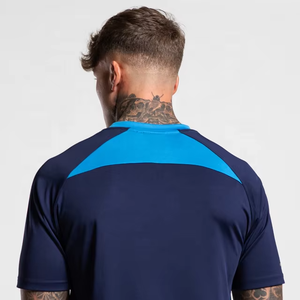 Men's Color Blocking Sporty T-Shirt <b>Set</b> Crew Neck Short Sleeve Quick Dry Summer Workout Clothes Blue Navy Shorts - Product Image 6
