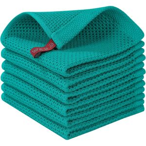 Panni da cucina in spugna di cotone 100% ultra morbidi, ad asciugatura rapida, 30x30 cm, confezione da 6 in verde acqua, asciugamani assorbenti - Product Image 1