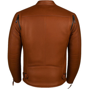 Chaqueta de Motociclista para Hombre, Cuero de Búfalo Natural, Protección CE, Ventilación, Estilo Cruiser, Touring, Color Bronceado - Product Image 3
