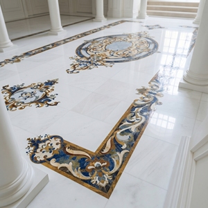 Medallón Decorativo de Mármol para Piso con Diseño Europeo Personalizado de Hayat Group, Incrustaciones de Azulejos para Salón de Villa o Sala de Estar - Product Image 1