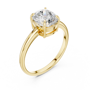 Yellow Gold <b>Cushion</b> Cut Diamond Solitaire <b>Ring</b> Women's Classic Engagement Jewelry - Product Image 1