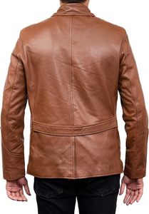 Forge Men's Lightweight Stylish Leather Jackets High Quality Canvas <b>Stand</b> Collar Pocket Decoration Long Sleeve Styles Focusing - Product Image 4