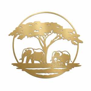 Arte Mural Circular Moderno de Hierro con Diseño de Elefante, Decoración Artesanal de Metal Negro para el Hogar, con Recubrimiento en Polvo, para Colgar - Product Image 5