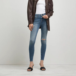 2026 Winter Lace up High Street Style Distressed Pencil <b>Jeans</b> for Women Breathable Plus Size Denim Pants breathable OEM - Product Image 1