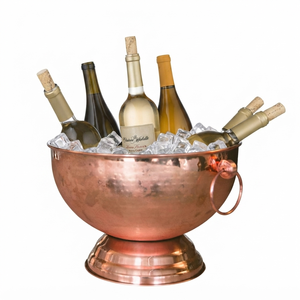 Cubo de hielo de cobre martillado hecho a mano con asas de anillo para enfriar vino, cerveza y bebidas |   Enfriador de Bebidas Premium para Fiestas - Product Image 1