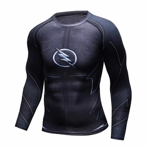 OEM <b>Heat</b>-Transfer Printed Professional Compression Rash Guard Quick Dry Karate Men Spandex/Polyester Breathable 220g Front/<b>Back</b> - Product Image 5
