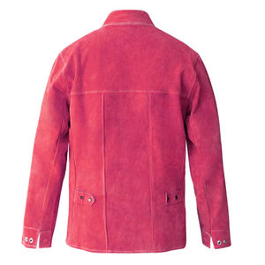 Veste de soudage ignifuge à manches longues, résistante à la chaleur 300C-500C, coupe régulière, couleur rouge surfilée - Product Image 2