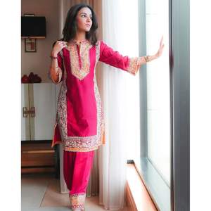 Hermoso Top Plazzo Dupatta Set para mujer con trabajo de puntada china para fiestas - Product Image 2